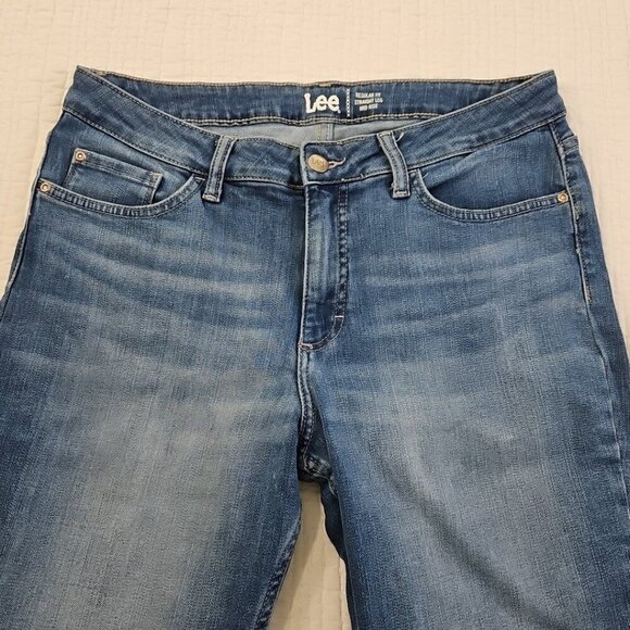 Lee Jeans Women's 12M (W32 L29) Blue Stretch Denim Straight Regular Fit EUC LN - Picture 9 of 16